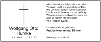 Anzeige  Wolfgang Otto Humke  Lippische Landes-Zeitung