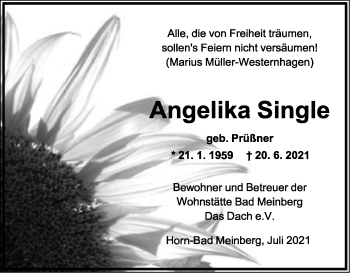 Anzeige  Angelika Single  Lippische Landes-Zeitung