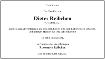Anzeige  Dieter Reibchen  Lippische Landes-Zeitung