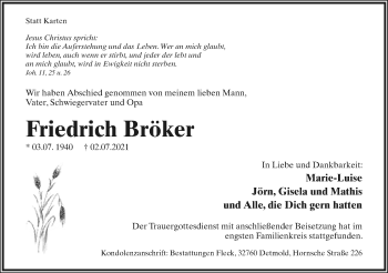 Anzeige  Friedrich Bröker  Lippische Landes-Zeitung