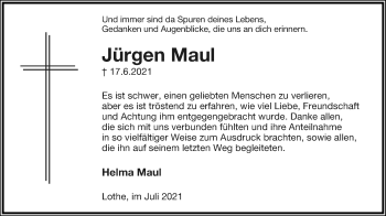 Anzeige  Jürgen Maul  Lippische Landes-Zeitung