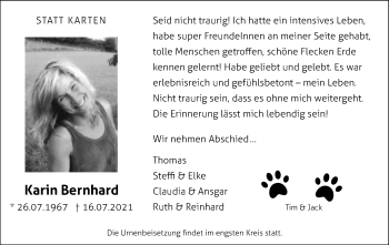 Anzeige  Karin Bernhard  Lippische Landes-Zeitung