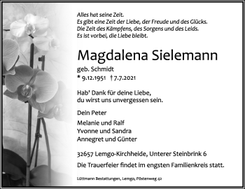 Anzeige  Magdalena Sielemann  Lippische Landes-Zeitung