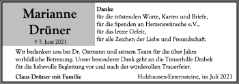 Anzeige  Marianne Drüner  Lippische Landes-Zeitung
