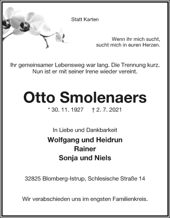 Anzeige  Otto Smolenaers  Lippische Landes-Zeitung