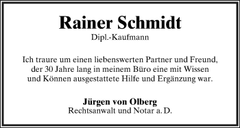 Anzeige  Rainer Schmidt  Lippische Landes-Zeitung