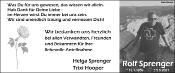 Anzeige  Rolf Sprenger  Lippische Landes-Zeitung