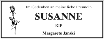 Anzeige  Susanne Plassmeier  Lippische Landes-Zeitung