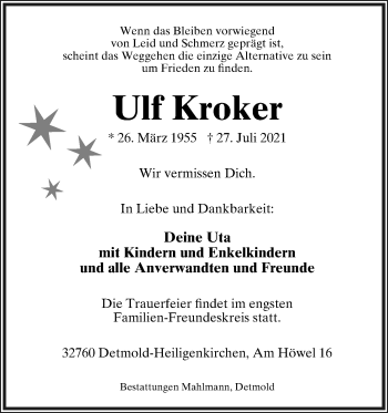 Anzeige  Ulf Kroker  Lippische Landes-Zeitung
