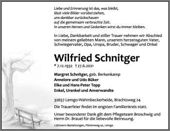 Anzeige  Wilfried Schnitger  Lippische Landes-Zeitung