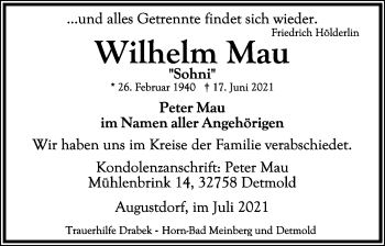 Anzeige  Wilhelm Mau  Lippische Landes-Zeitung