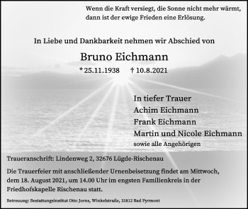 Anzeige  Bruno Eichmann  Lippische Landes-Zeitung