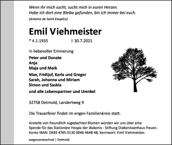 Anzeige  Emil Viehmeister  Lippische Landes-Zeitung