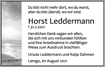 Anzeige  Horst Leddermann  Lippische Landes-Zeitung