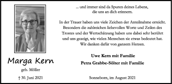Anzeige  Marga Kern  Lippische Landes-Zeitung