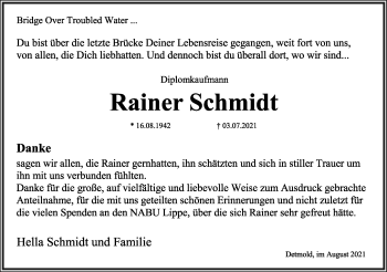 Anzeige  Rainer Schmidt  Lippische Landes-Zeitung