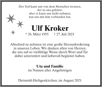 Anzeige  Ulf Kroker  Lippische Landes-Zeitung