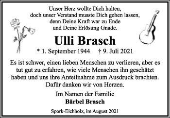 Anzeige  Ulli Brasch  Lippische Landes-Zeitung