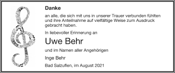 Anzeige  Uwe Behr  Lippische Landes-Zeitung