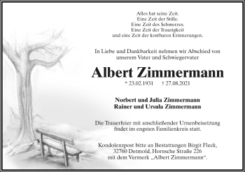 Anzeige  Albert Zimmermann  Lippische Landes-Zeitung