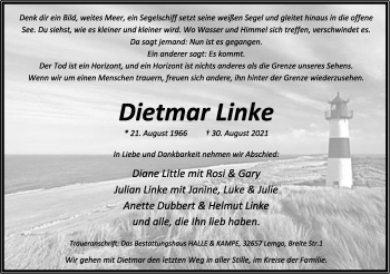 Anzeige  Dietmar Linke  Lippische Landes-Zeitung