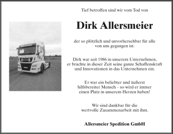 Anzeige  Dirk Allersmeier  Lippische Landes-Zeitung