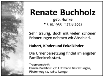 Anzeige  Renate Buchholz  Lippische Landes-Zeitung