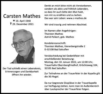 Anzeige  Carsten Mathes  Lippische Landes-Zeitung