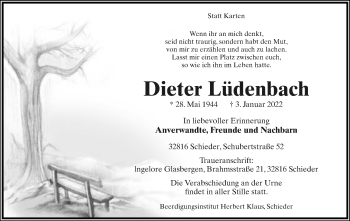 Anzeige  Dieter Lüdenbach  Lippische Landes-Zeitung