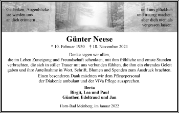Anzeige  Günter Neese  Lippische Landes-Zeitung