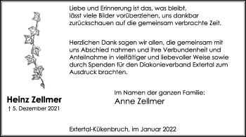 Anzeige  Heinz Zellmer  Lippische Landes-Zeitung