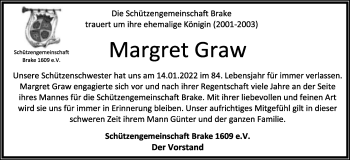 Anzeige  Margret Graw  Lippische Landes-Zeitung