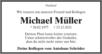 Anzeige  Michael Müller  Lippische Landes-Zeitung
