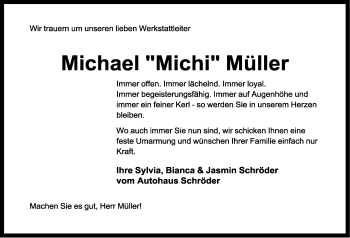 Anzeige  Michael Müller  Lippische Landes-Zeitung
