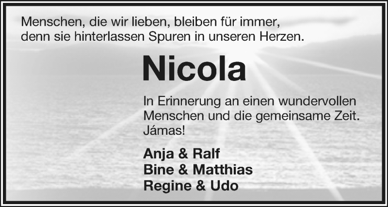  Traueranzeige für Nicola Herbst-Drawe vom 15.01.2022 aus Lippische Landes-Zeitung
