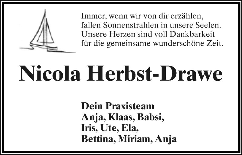  Traueranzeige für Nicola Herbst-Drawe vom 15.01.2022 aus Lippische Landes-Zeitung