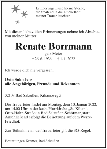 Anzeige  Renate Borrmann  Lippische Landes-Zeitung