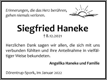 Anzeige  Siegfried Haneke  Lippische Landes-Zeitung