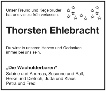 Anzeige  Thorsten Ehlebracht  Lippische Landes-Zeitung
