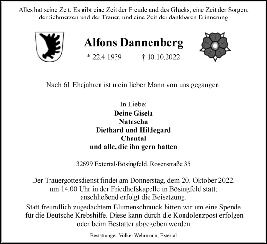 Anzeige  Alfons Dannenberg  Lippische Landes-Zeitung
