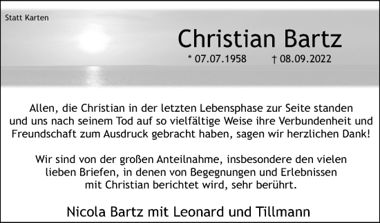 Anzeige  Christian Bartz  Lippische Landes-Zeitung