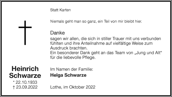 Anzeige  Heinrich Schwarze  Lippische Landes-Zeitung