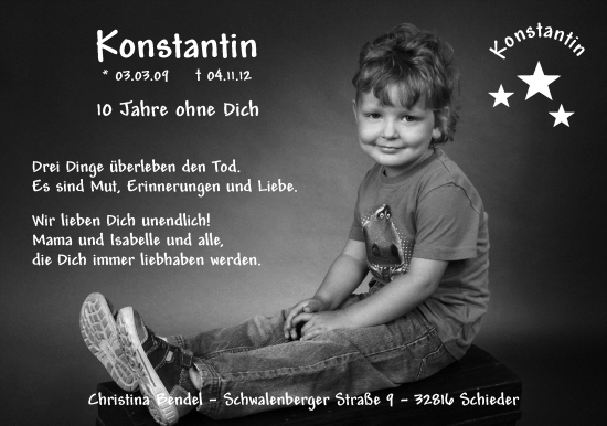 Anzeige  Konstantin   Lippische Landes-Zeitung
