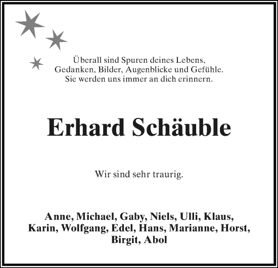 Anzeige  Erhard Schäuble  Lippische Landes-Zeitung