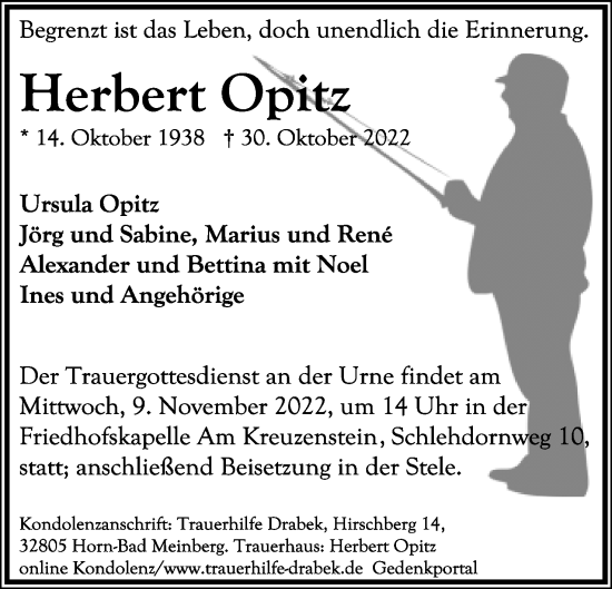 Anzeige  Herbert Opitz  Lippische Landes-Zeitung