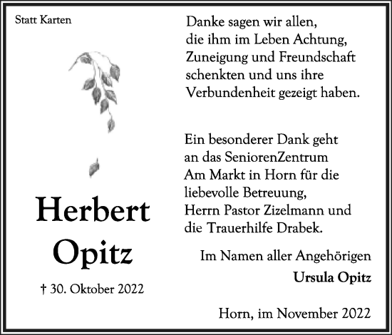 Anzeige  Herbert Opitz  Lippische Landes-Zeitung