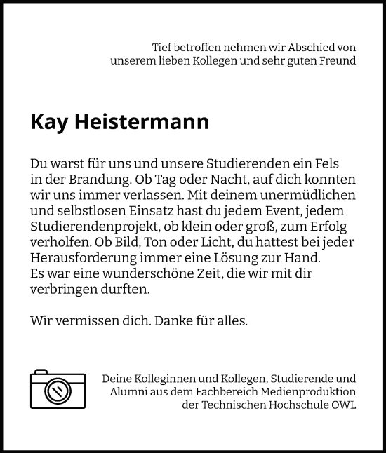 Anzeige  Kay Heistermann  Lippische Landes-Zeitung