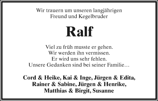 Anzeige  Ralf   Lippische Landes-Zeitung