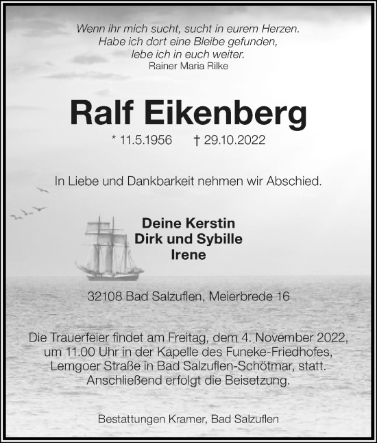 Anzeige  Ralf Eikenberg  Lippische Landes-Zeitung