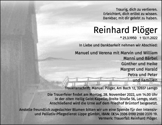 Anzeige  Reinhard Plöger  Lippische Landes-Zeitung